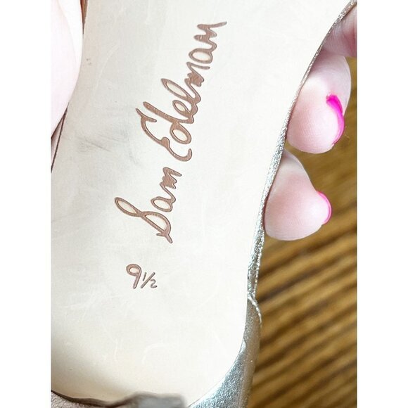 Sam Edelman Patti Ankle Strap Silver Leather Heels Formal or Everyday Wear sz(9. - Picture 11 of 11